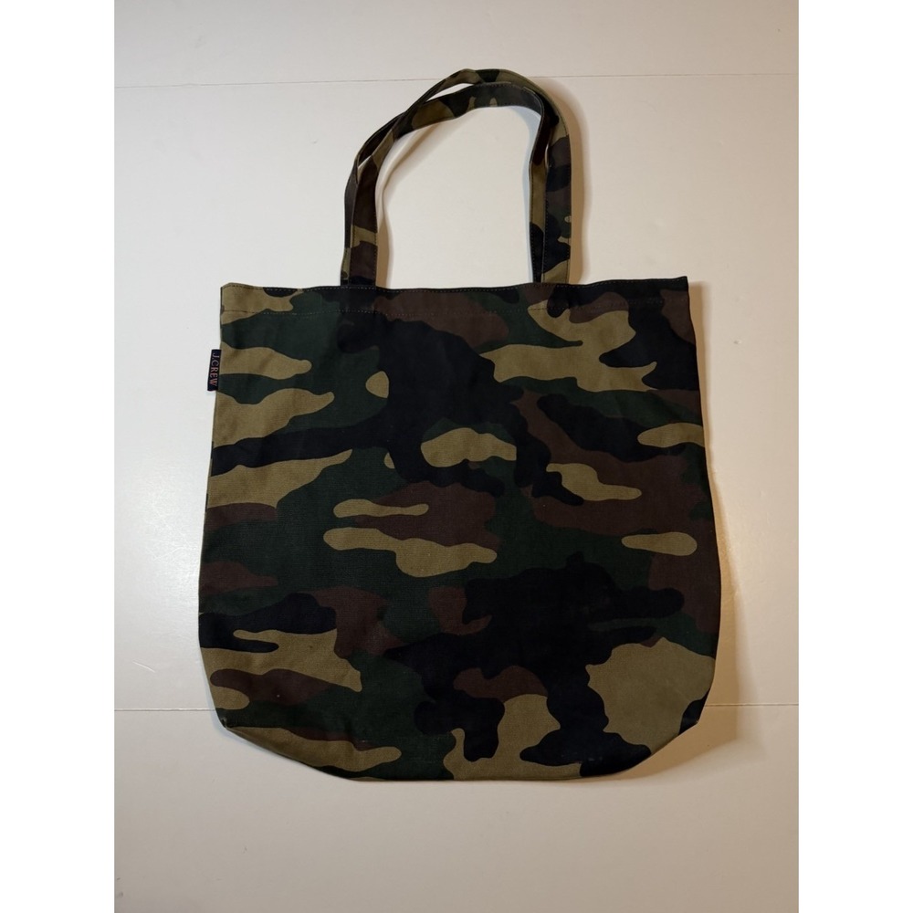 J Crew Unisex Adults Cotton Camouflage Tote Bag Green